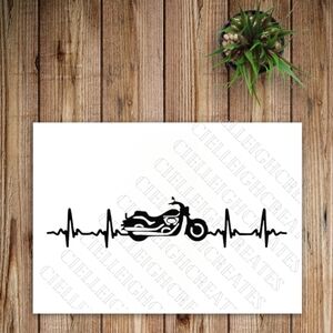 *2 for $20* Motorbike Heart Beat Line Vinyl Decal Sticker Handcrafted